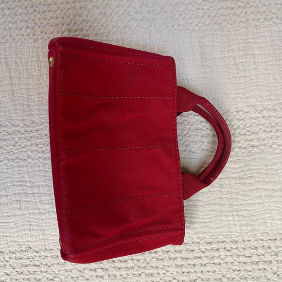 Prada Red Canapa Bag, 11 inch wide c 7 inch high. - Picture 2 of 12